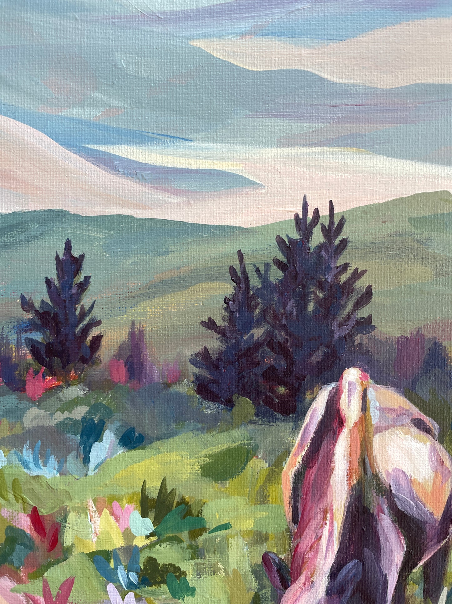 'Alpine Eden Pony' on Panel 12x12”