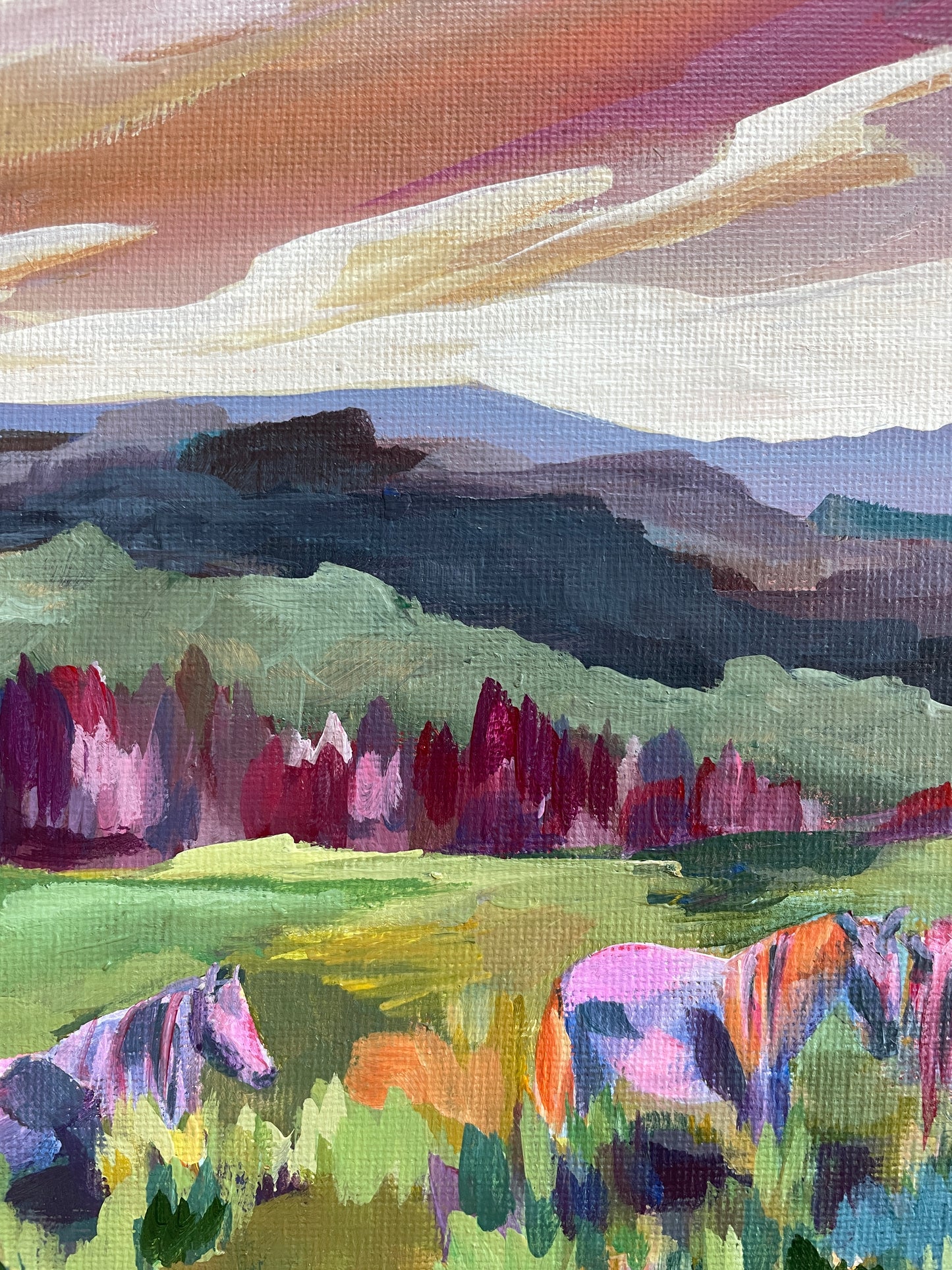 'Wild Ponies' on Panel 12x12”