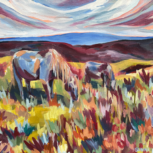 ‘Ponies on Wilburn Ridge' on Canvas 12x12”