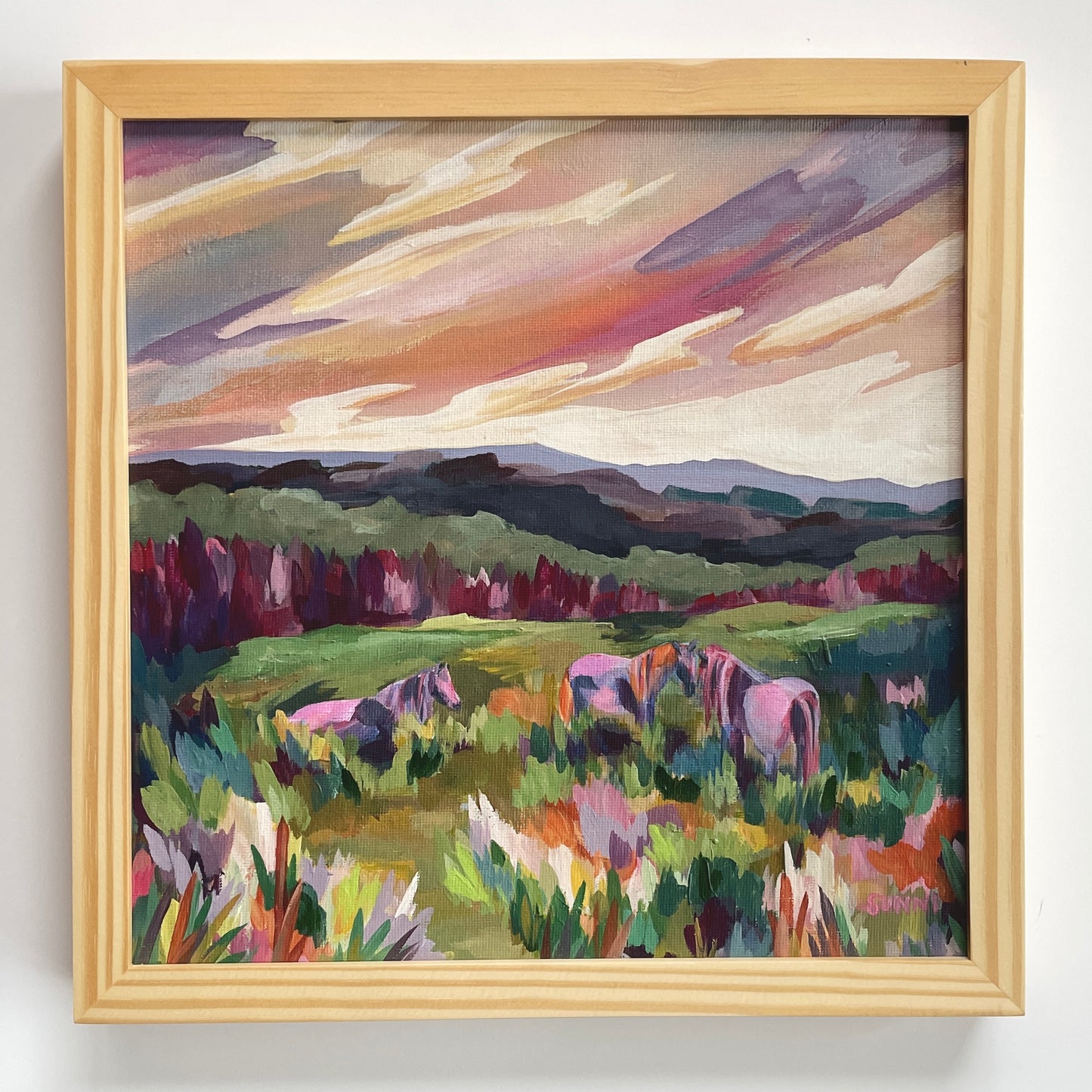 'Wild Ponies' on Panel 12x12”