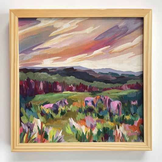 'Wild Ponies' on Panel 12x12”