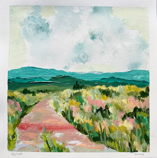 Sunni Mockingbird Original Art Landscape Painting Acrylic on Paper Roan Mountain