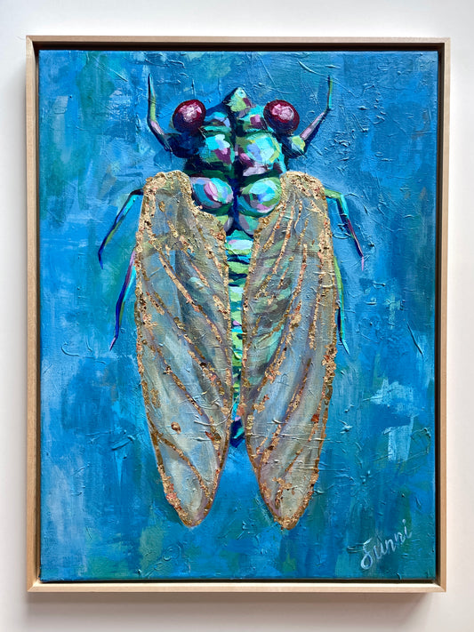 'Cicada Return of the Brood XIX' 18x24" Blue