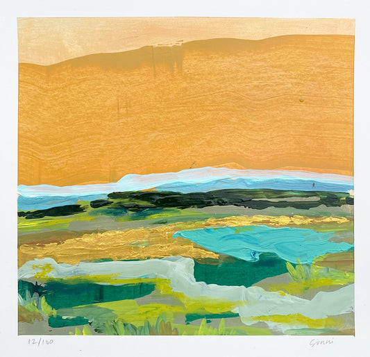 Sunni Mockingbird Original Art Landscape Painting Acrylic on Paper Land Between The Lakes