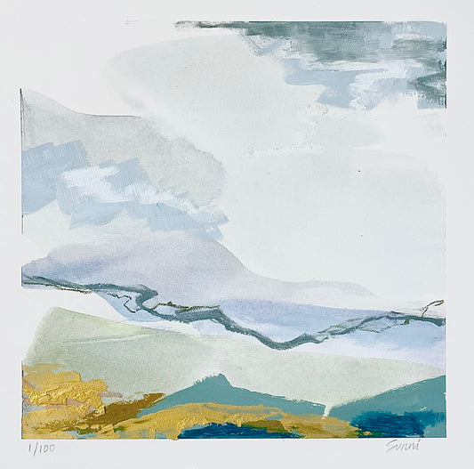 Sunni Mockingbird Original Art Landscape Painting Acrylic on Paper Foothills Overlook Tennessee